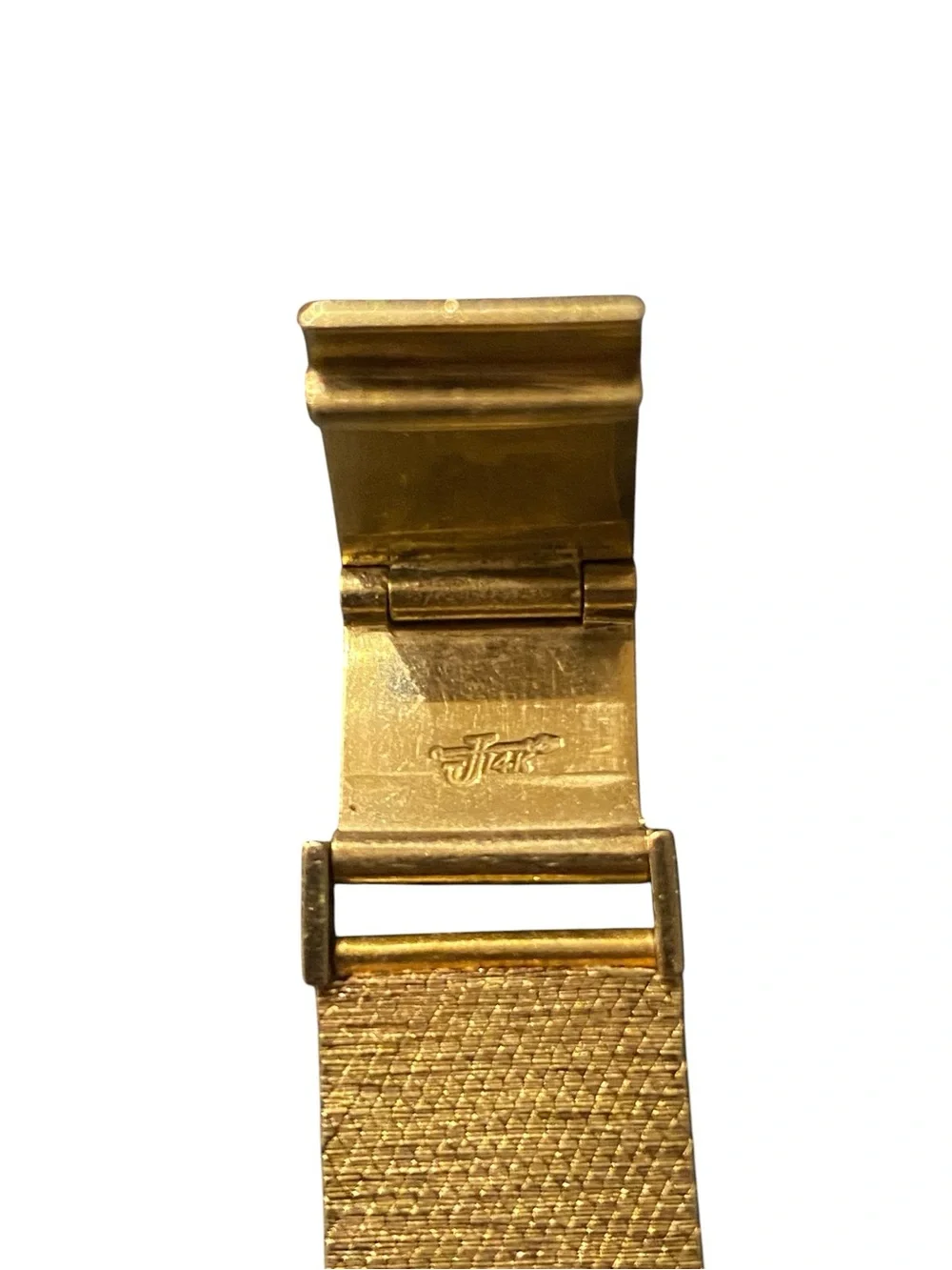 Estate Bulova Accutron 14k Gold Watch with Blue Lapis Dial and gold numeral mark